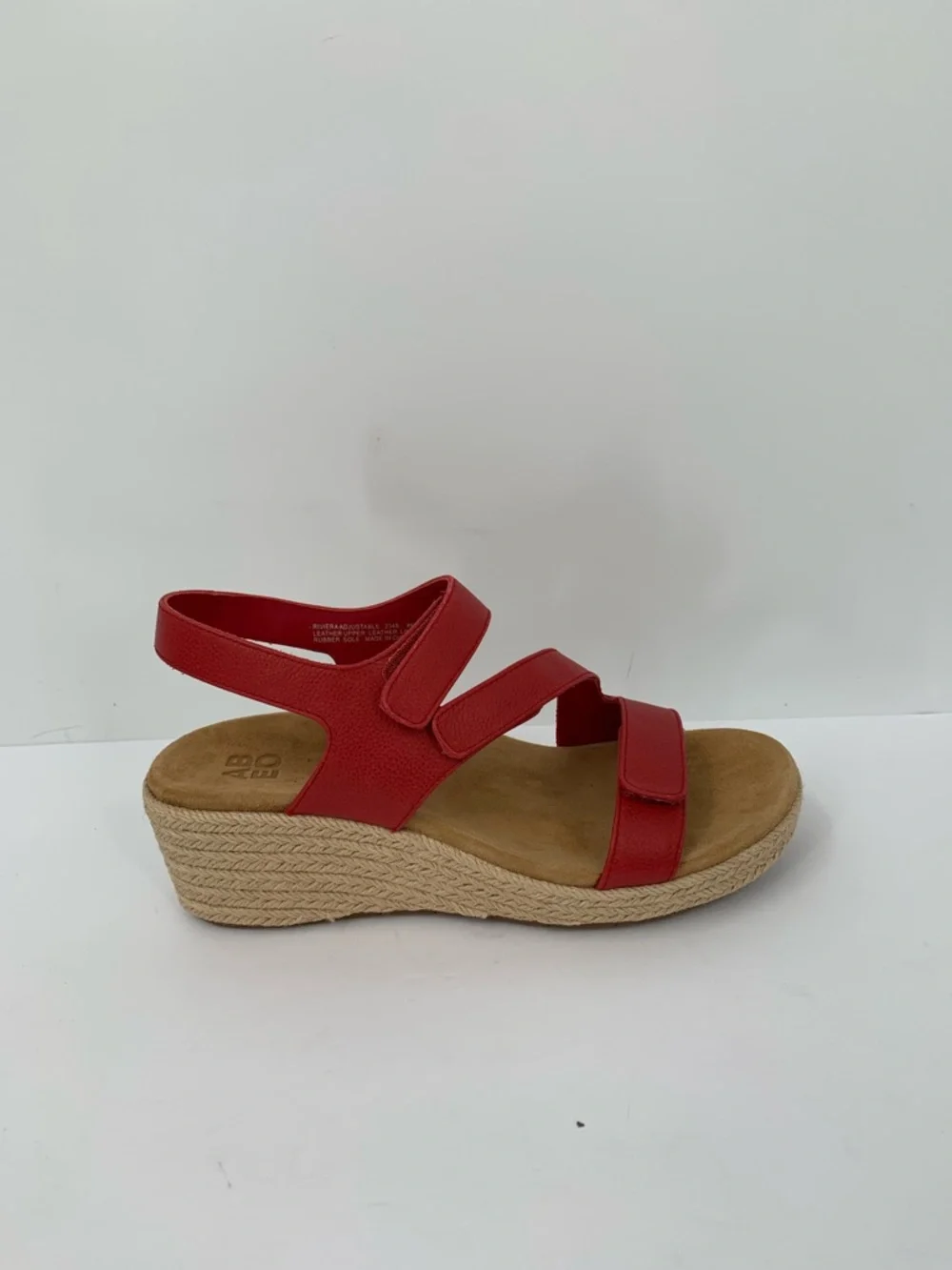 ABEO Riviera Adjustable Espadrille strappy sandal red leather shoe wedge 6.5